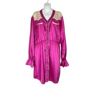 Two Fly NWT Hot Pink Western Barbiecore Satin Cowgirl Dress Size 3X